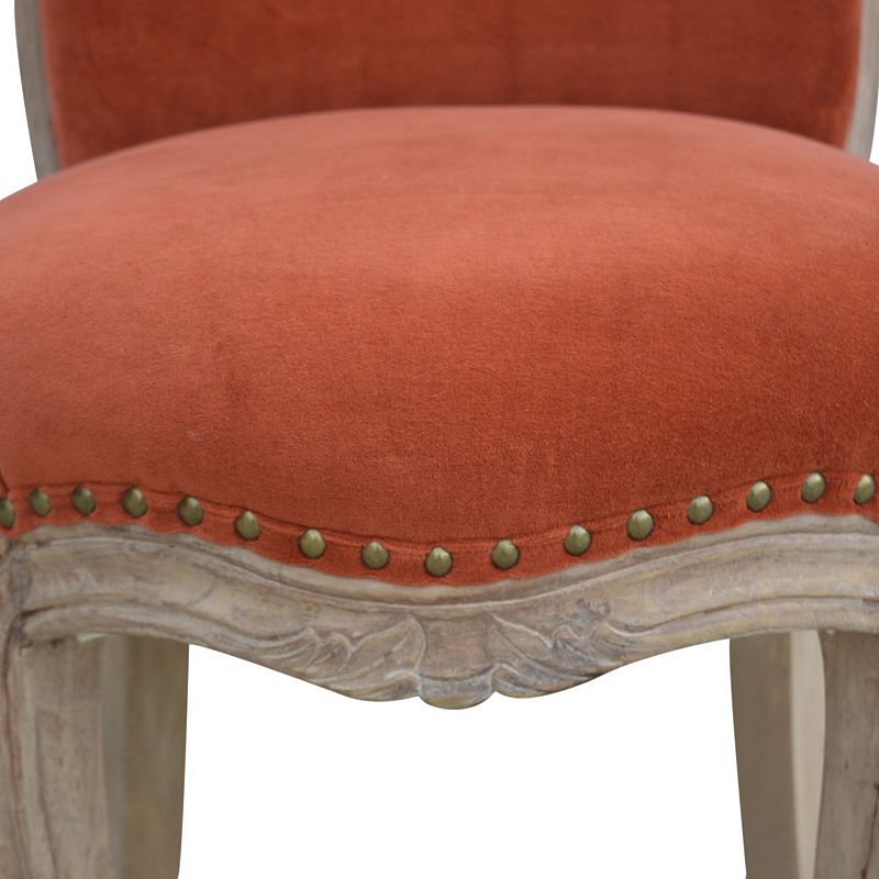 Brick Red Velvet Studded Chair