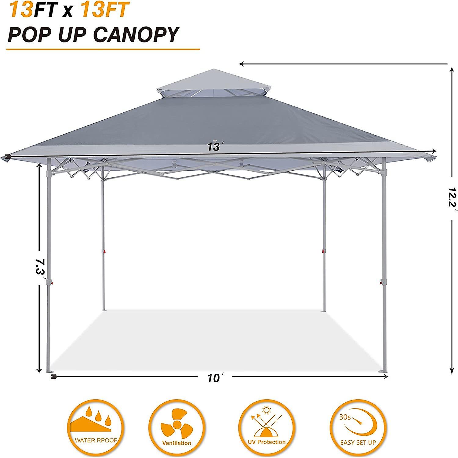 13x13ft Pop Up Canopy Tent Instant Folding Shelter 169 Square Feet Large Outdoor Sun Protection Shade(grey)