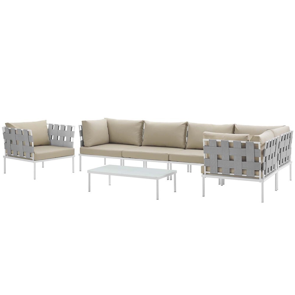 Harmony 7 piece Outdoor Patio Aluminum Sectional Sofa Set