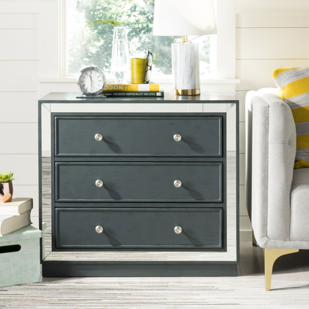 Rolanda 3 Drawer Chest Steel Teal   Transitional   Accent Chests And Cabinets   by Peachtree Fine Furniture  Houzz