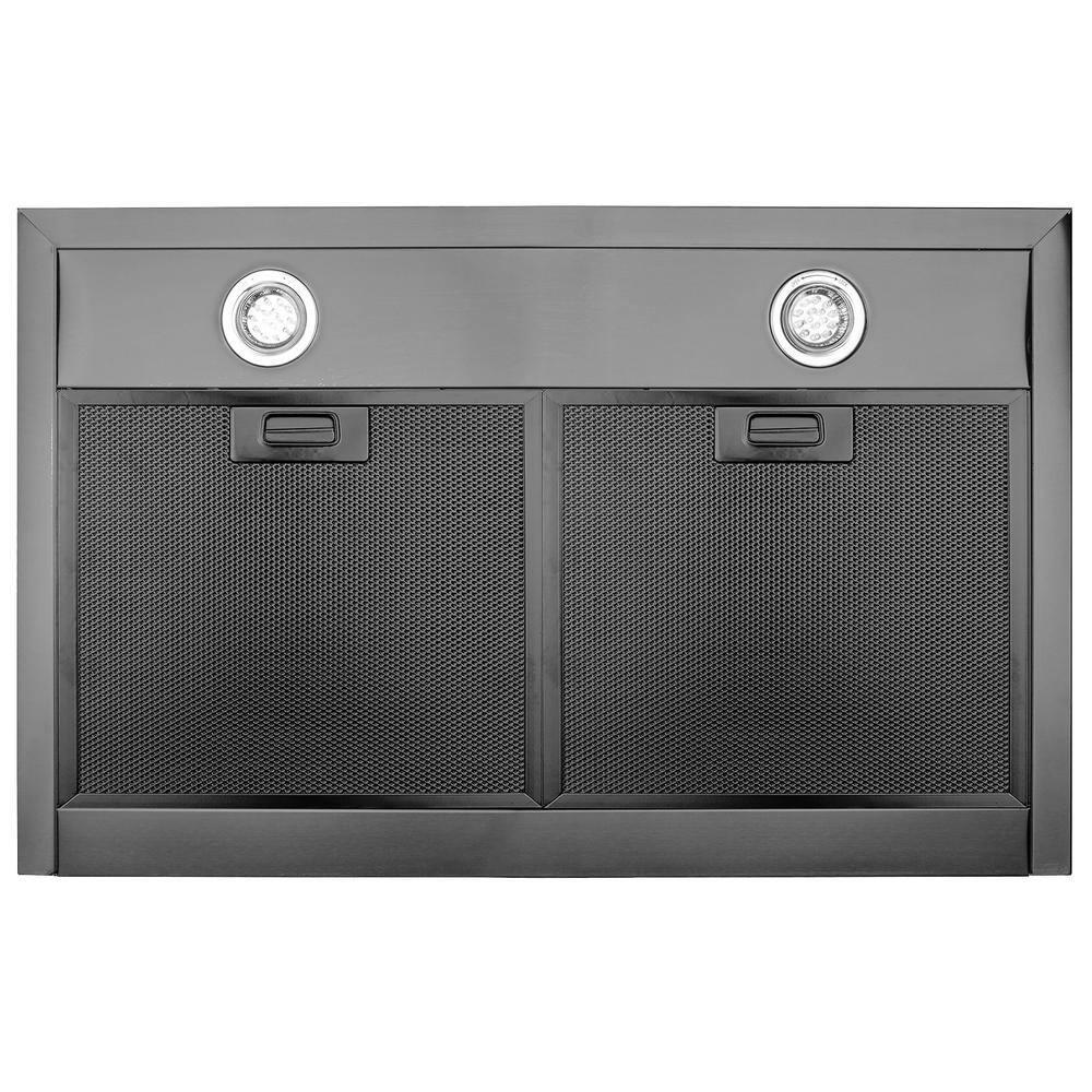 AKDY 30  343 CFM Convertible Wall Mount Range Hood Touch Controls LED Lights 2Set Carbon Filters in Black Stainless Steel