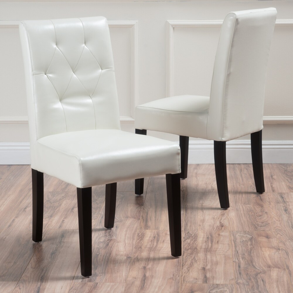 Gentry Bonded Leather Ivory Dining Chair (Set of 2) by Christopher Knight Home