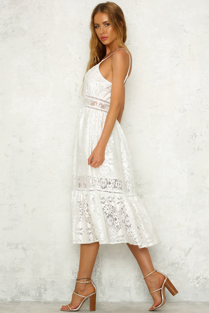 Love Is Alive Midi Dress White