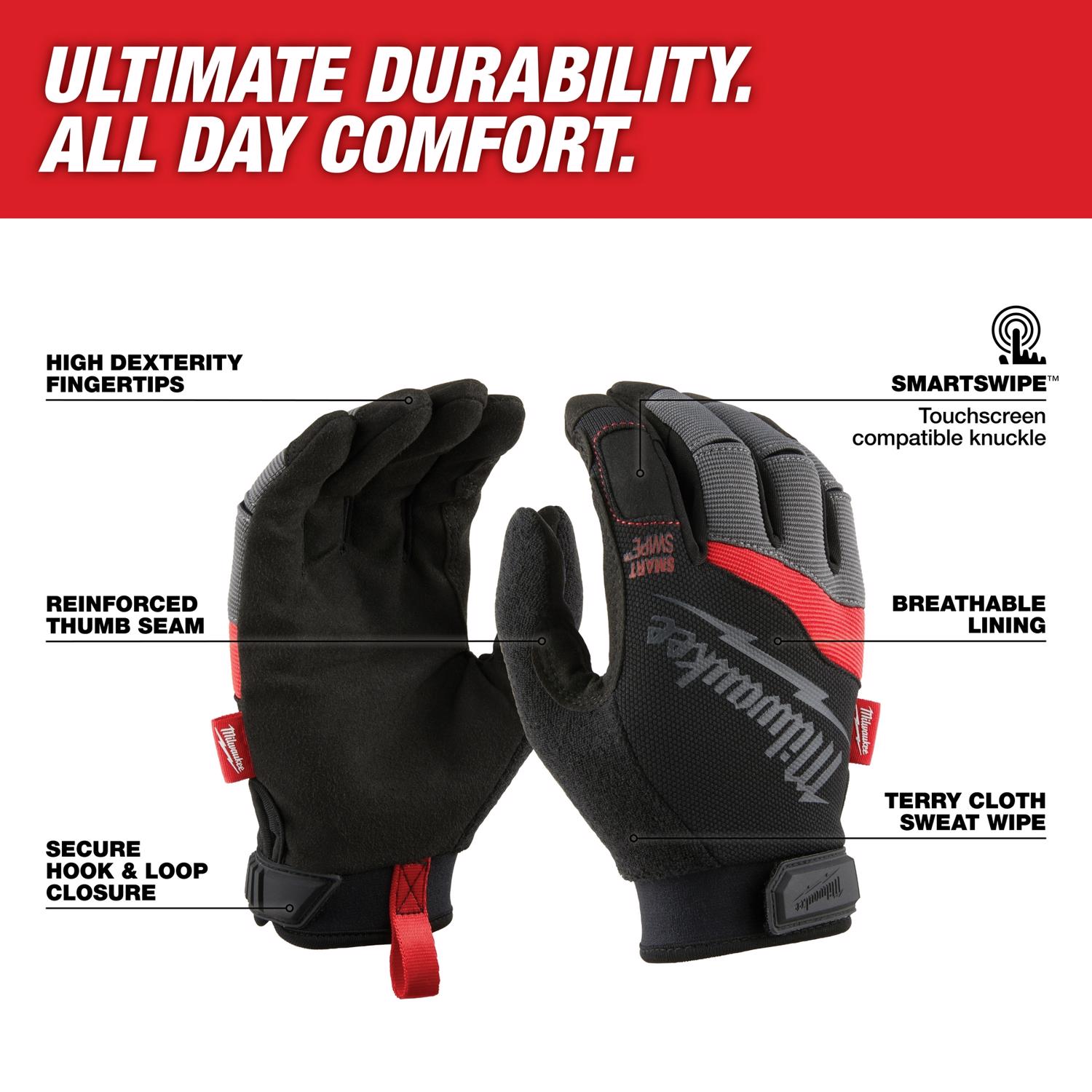 MW Unisex Indoor/Outdoor Work Gloves Black/Red M 1 pair