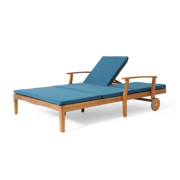 Perla Acacia Wood Double Chaise Lounge by Christopher Knight Home