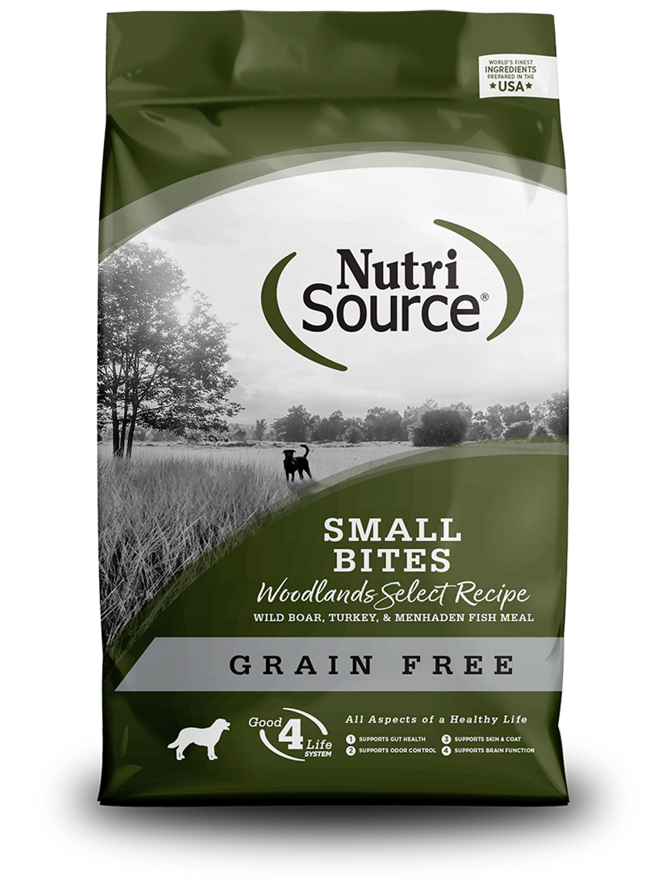 NutriSource Grain Free Small Bites Woodlands Select Recipe Dry Dog Food， 15 Lbs.