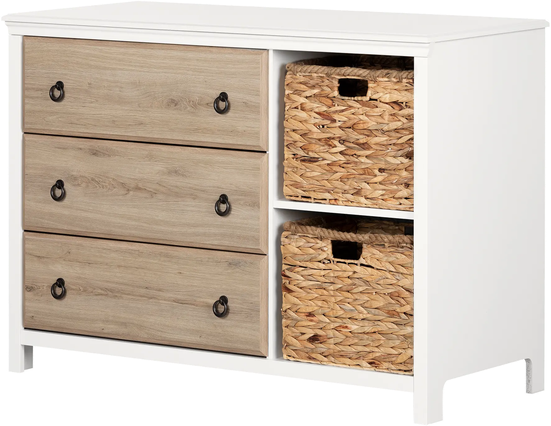 Cotton Candy Oak 3 Drawer Dresser with Baskets - South Shore