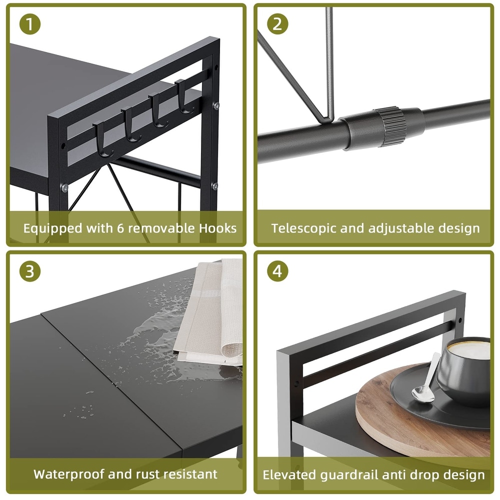 Extendable Microwave Oven Rack  Adjustable Microwave Toaster Shelf Heavy Duty Stand Kitchen Countertop Organizer