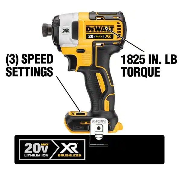 DEWALT DCF887B 20-Volt MAX XR Cordless Brushless 3-Speed 1/4 in. Impact Driver (Tool-Only)