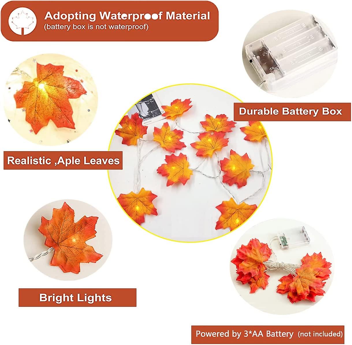 Night Light Maple Leaf Fairy Lights，6m 40 Led Autumn Leaf String Lights For Thanksgiving， Halloween， Christmas， Home Decor