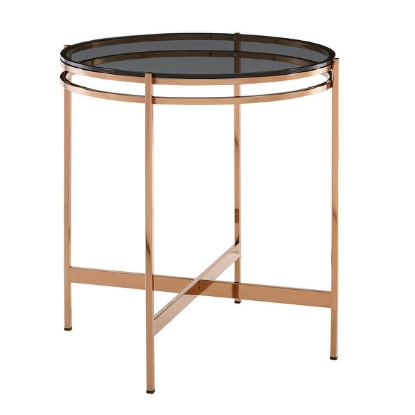 Modrest Bradford Modern Smoked Glass and Rosegold Small End Table