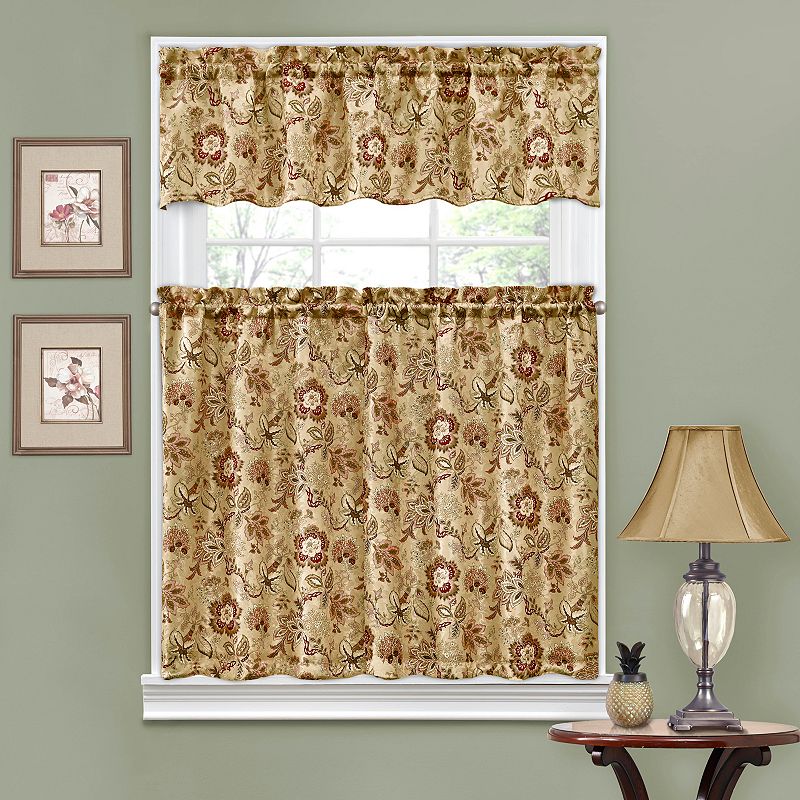 Traditions by Waverly Navarra Tier and Valance Kitchen Window Curtain Set