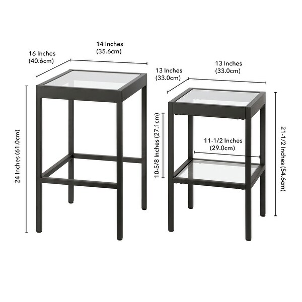 Alexis Metal/ Tempered Glass Nesting Tables