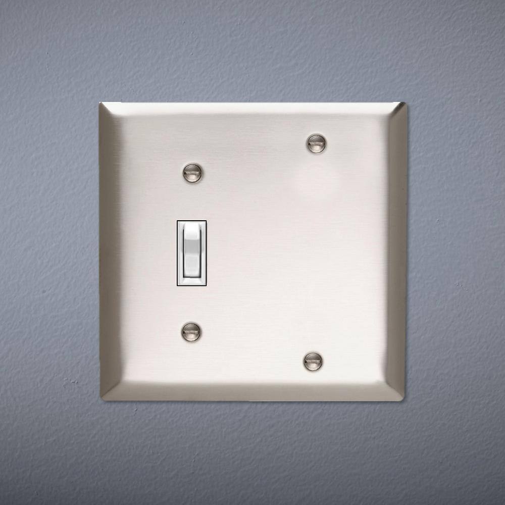 Legrand Pass  Seymour 302304 SS 2 Gang 1 Toggle 1 Box Mount Blank Wall Plate Stainless Steel (1-Pack) SS113