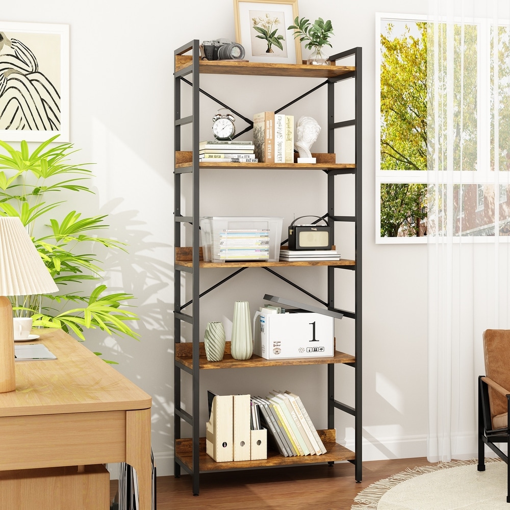 Bookcase   Versatile Industrial Style Bookshelf with Open Shelves