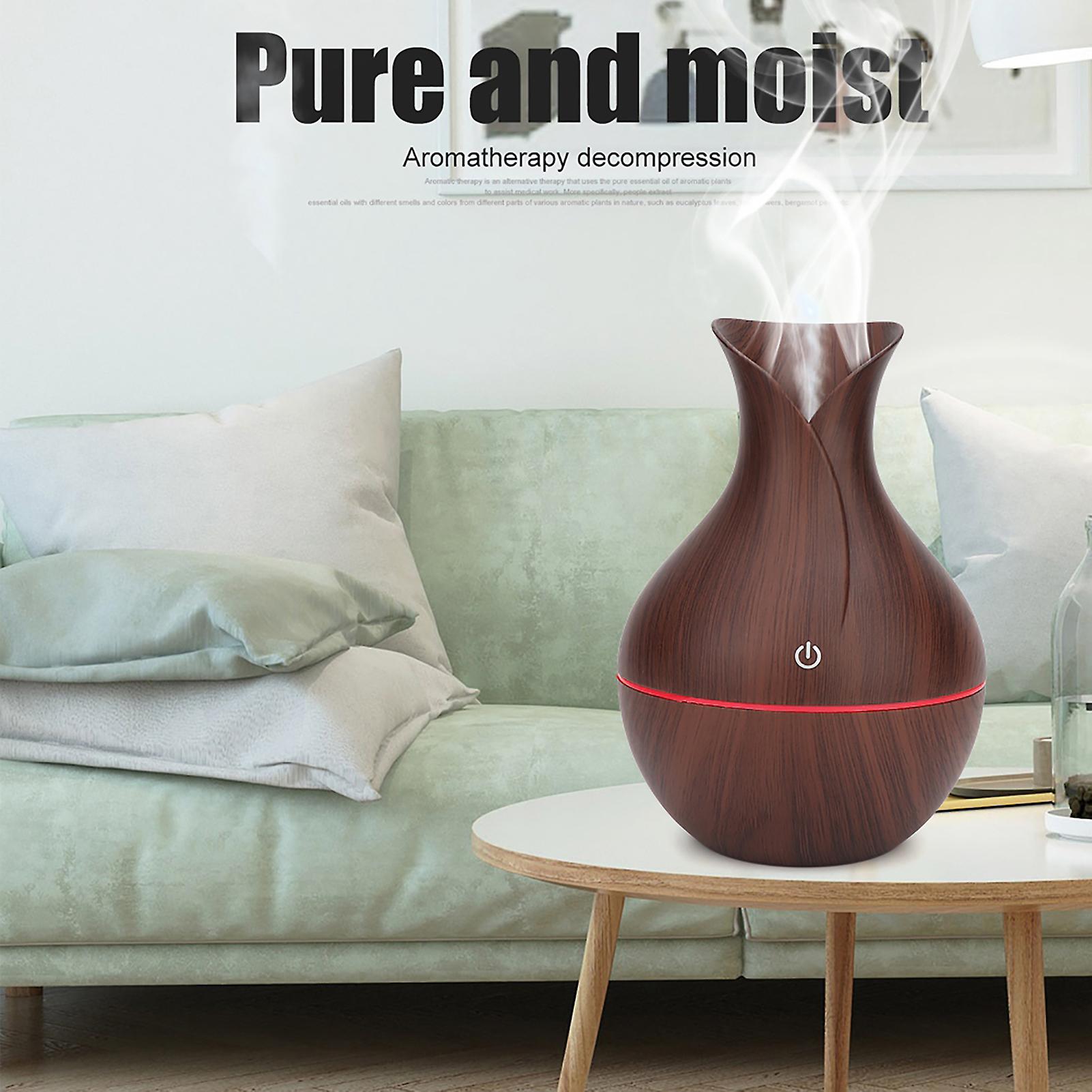 Led Ultrasonic Aroma Diffuser Essential Oil Diffuser Humidifier For Home (dark Wooden Grain)