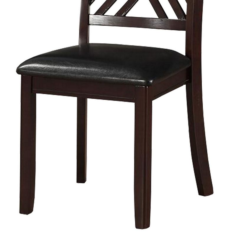 Dining Chair， Vegan Faux Leather， Cross Lattice， Set of 2， Black