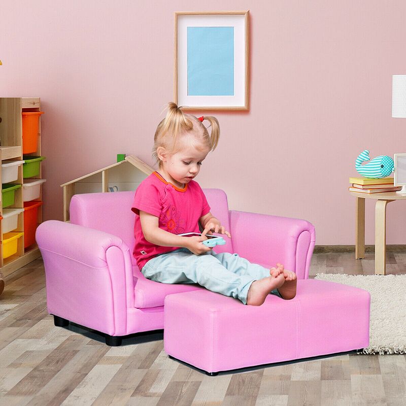 Soft Kids Double Sofa with Ottoman