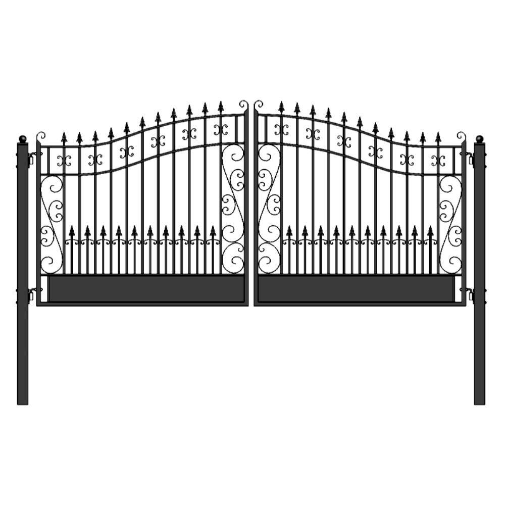 ALEKO Venice Style 16 ft. x 6 ft. Black Steel Dual Driveway Fence Gate DG16VEND-HD