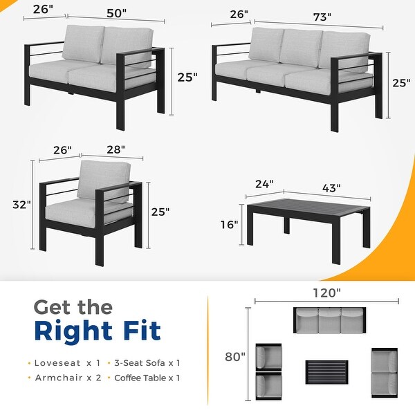 Royalcraft 5 Piece Aluminum Outdoor Sectional Seating Group