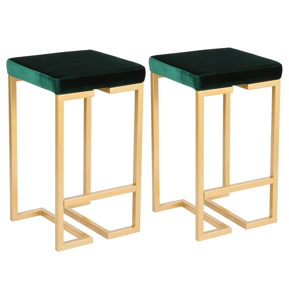 Midas Contemporary Glam Upholstered Counter Stool (Set of 2)   N/A