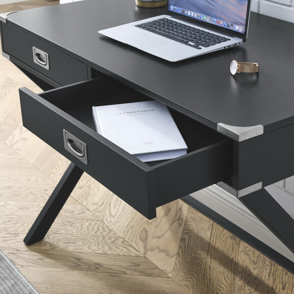 Computer Desk with Storage  Solid Wood Desk with D...