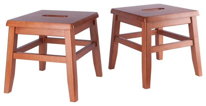 Winsome Kaya Transitional Solid Wood Conductor Stool in Coffee (Set of 2)   Transitional   Coffee Table Sets   by Homesquare  Houzz