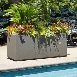 PolyStone Planters Milan Tall 46 in. x 17 in. White Composite Trough 1001