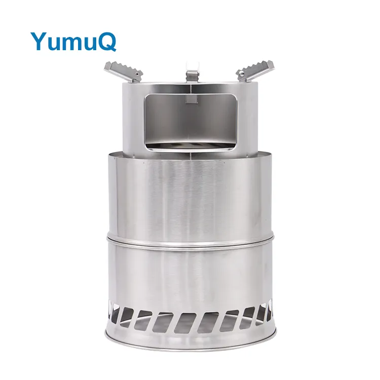 YumuQ 30cm High Quality Double Layer Stainless Steel Portable Foldable Wood Outdoor Camping Burning Stove For Hiking Travel