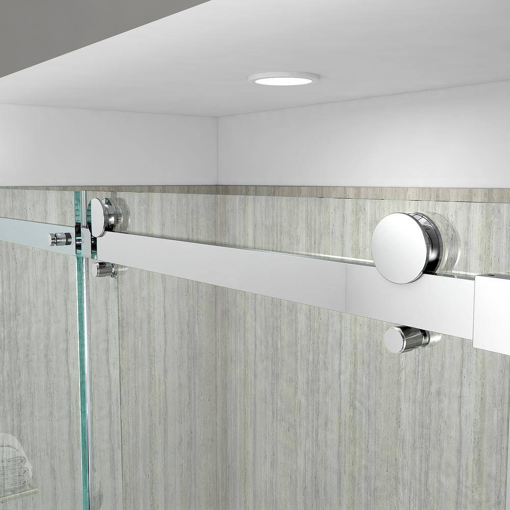 American Standard Passage 60 in. W x 72 in. H Sliding Semi-Frameless Shower Door in Chrome with Clear Glass AM801703400.213