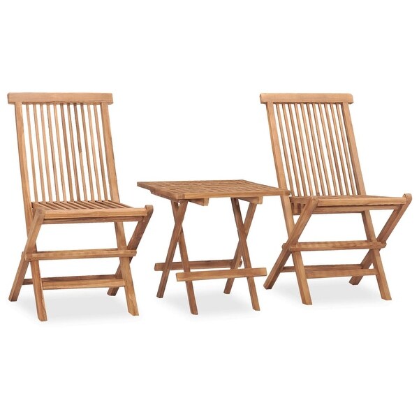 vidaXL Folding Patio Dining Set Outdoor Furniture 3 Piece Solid Wood Teak