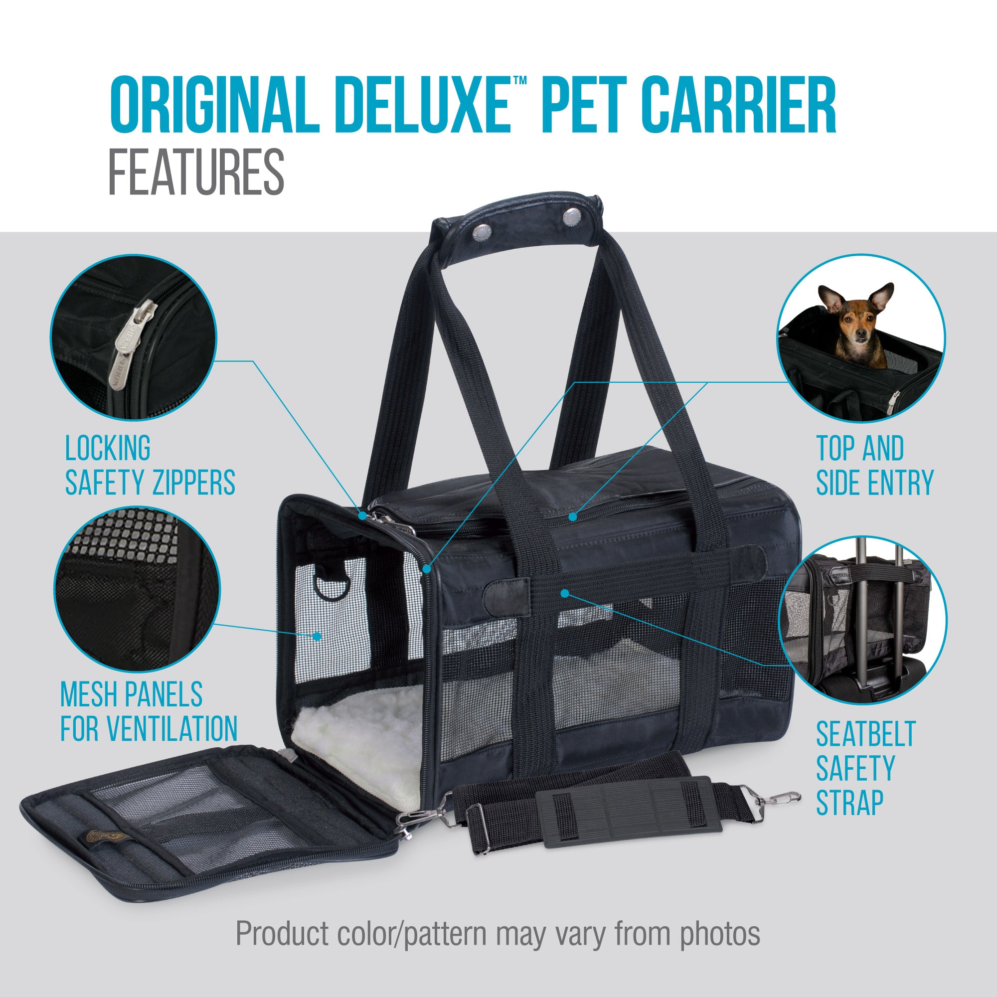 Sherpa Original Deluxe Pet Carrier， Large， Black