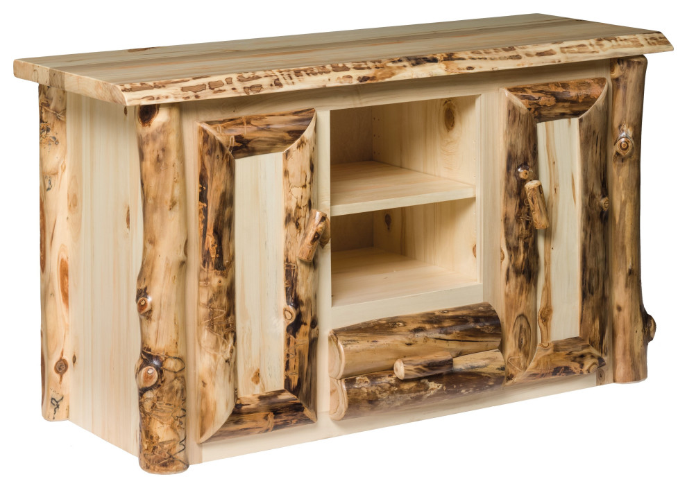 Rustic Aspen TV Stand With Cabinet and Shelves   Rustic   Entertainment Centers And Tv Stands   by Furniture Barn USA  Houzz