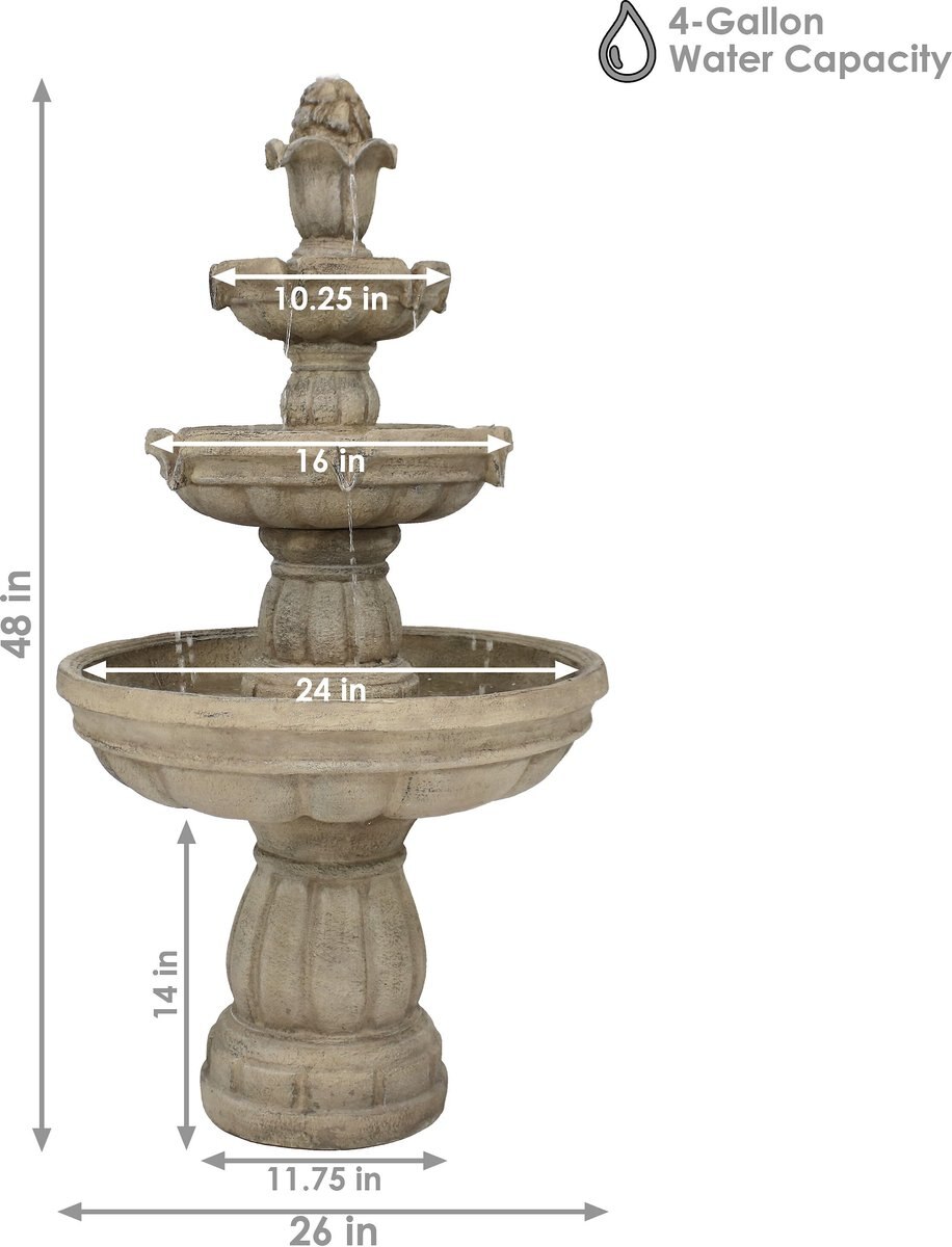 Sunnydaze Decor 3-Tier Outdoor Water Fountain