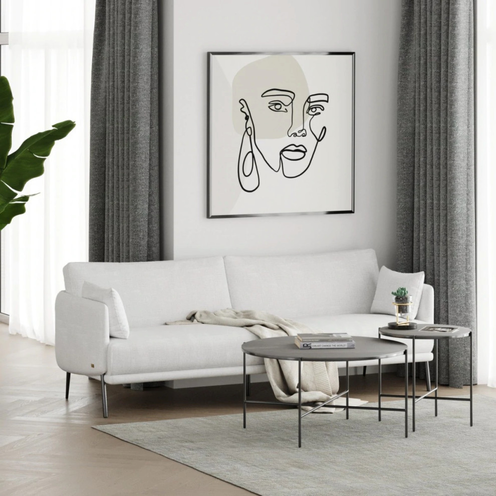 Nadia Modern White Fabric Sofa   Modern   Sofas And Sectionals   by Virgil Stanis Design  Houzz