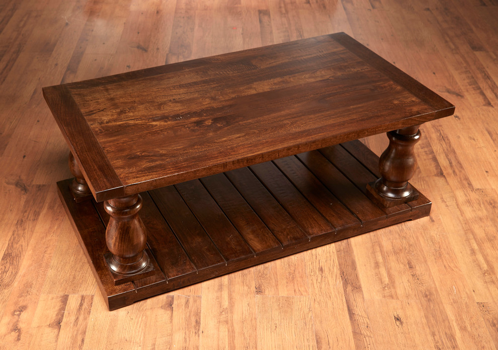 Columnar Coffee Table  Pecan Finish   Traditional   Coffee Tables   by Orchard Creek Designs  Houzz