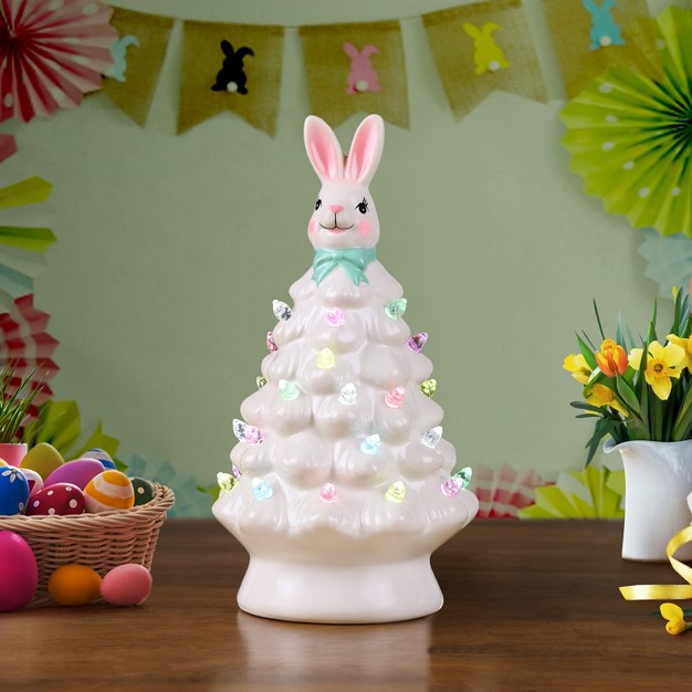 Ceramic Led Easter Bunny Tree White