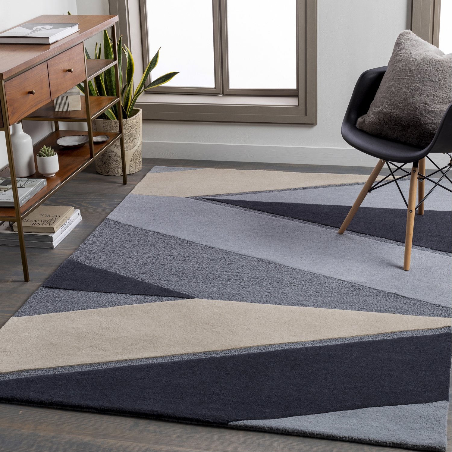 Kennedy Hand Tufted Rug in Navy, Taupe, Khaki, Charcoal, Denim