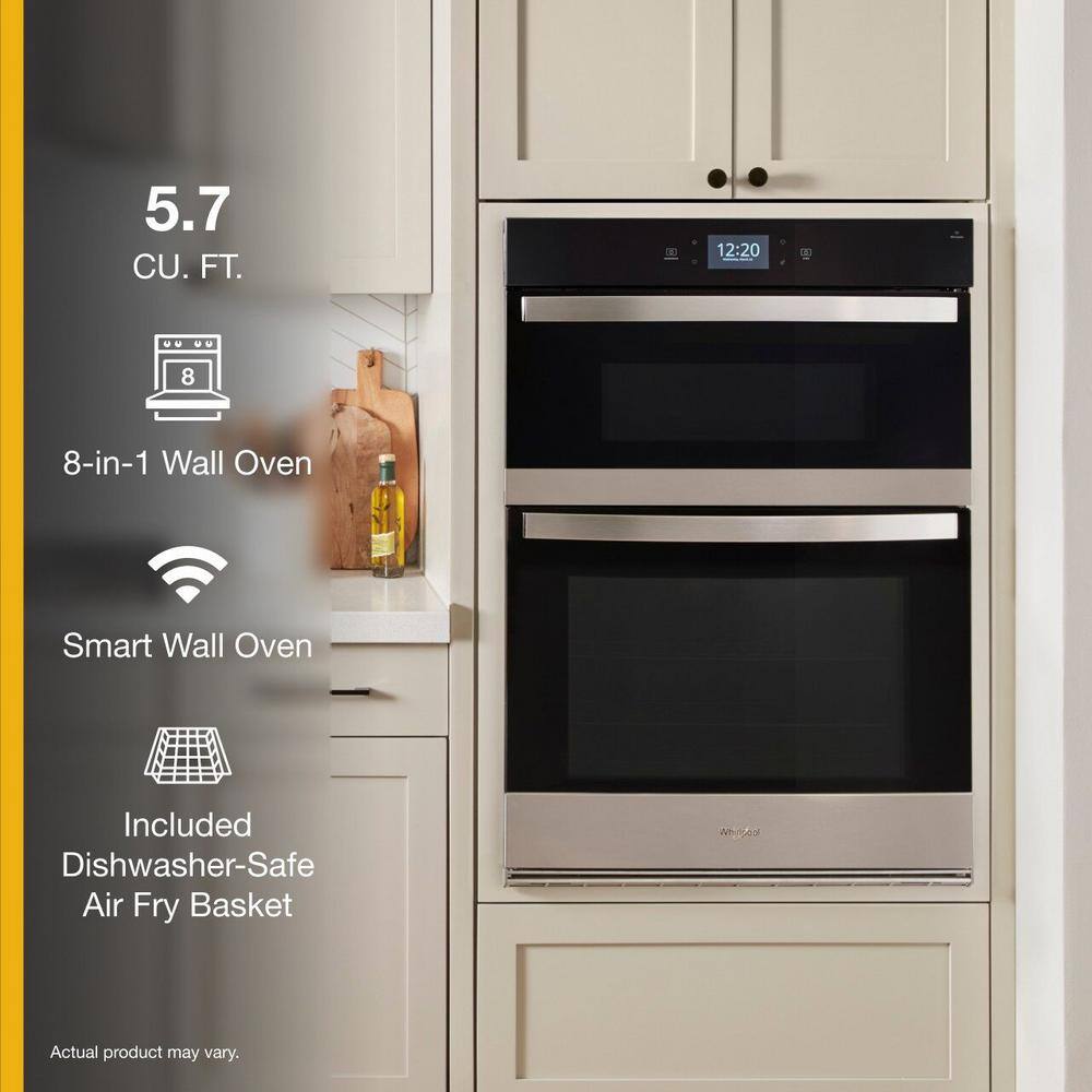 Whirlpool 27 in. Electric Wall Oven  Microwave Combo in Fingerprint Resistant Stainless Steel with Air Fry WOEC7027PZ