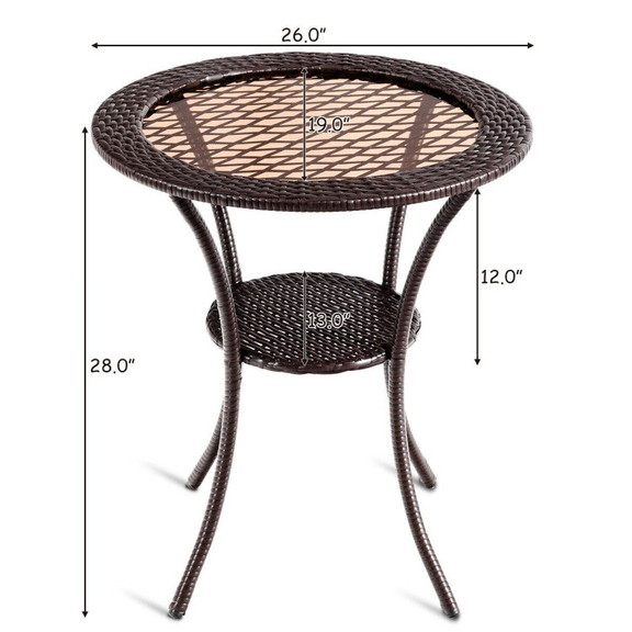 Costway 61823074 Round Rattan Wicker Coffee Table ...