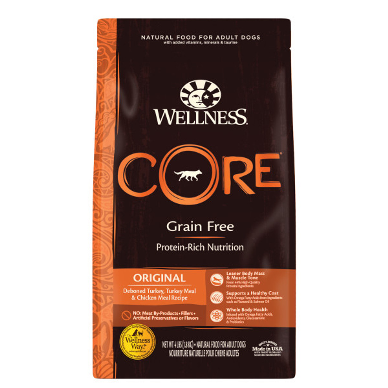 Wellness CORE Grain Free Original Dog Food， 4 Lb. Bag