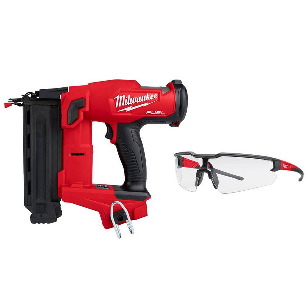 MW M18 FUEL 18-Volt Brushless Cordless Gen II 18-Gauge Brad Nailer (Tool-Only) with Clear Anti Scratch Safety Glasses 2746-20-48-73-2010