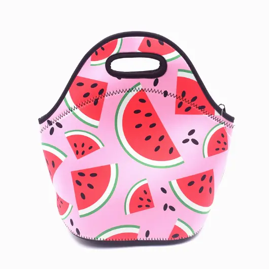 promotion high quality hot sale neoprene sublimation flat folding cooler lunch bag food picnic camping cooler lunch bag