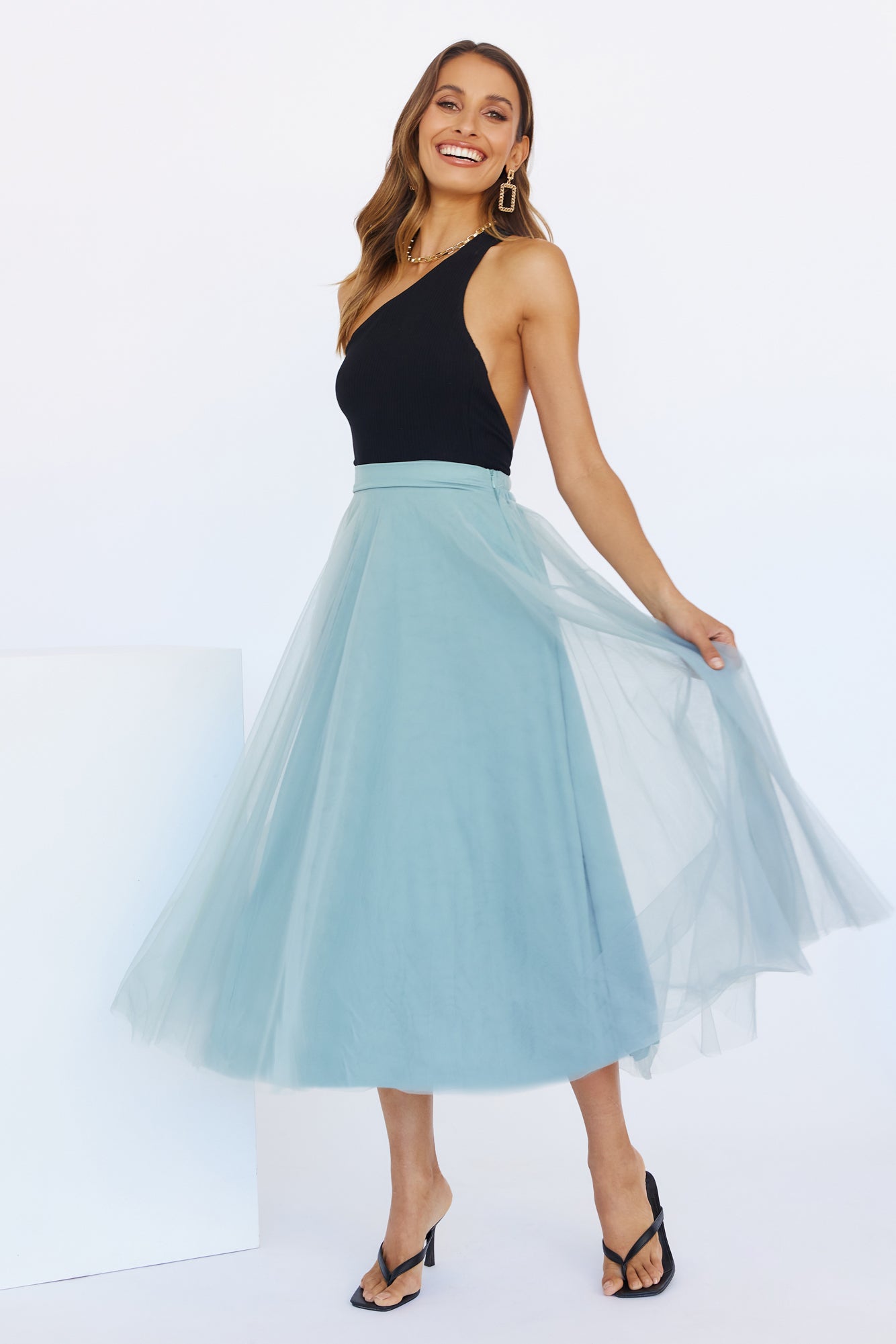 Keeping It Smart Midi Skirt Sage