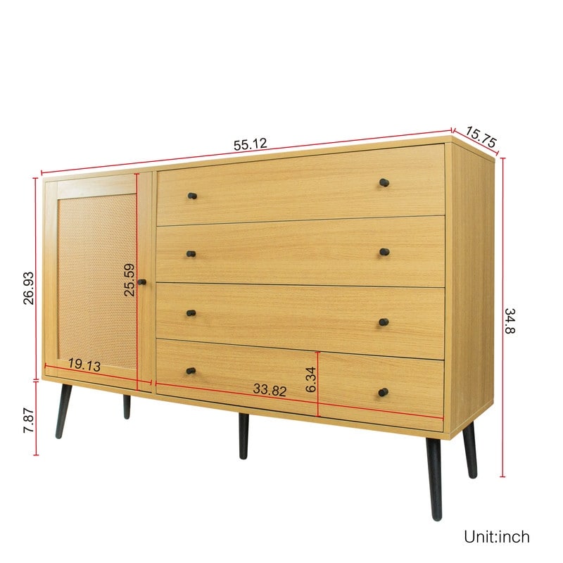 Storage Sideboard Buffet Cabinet with 1 Doors  3 Drawers