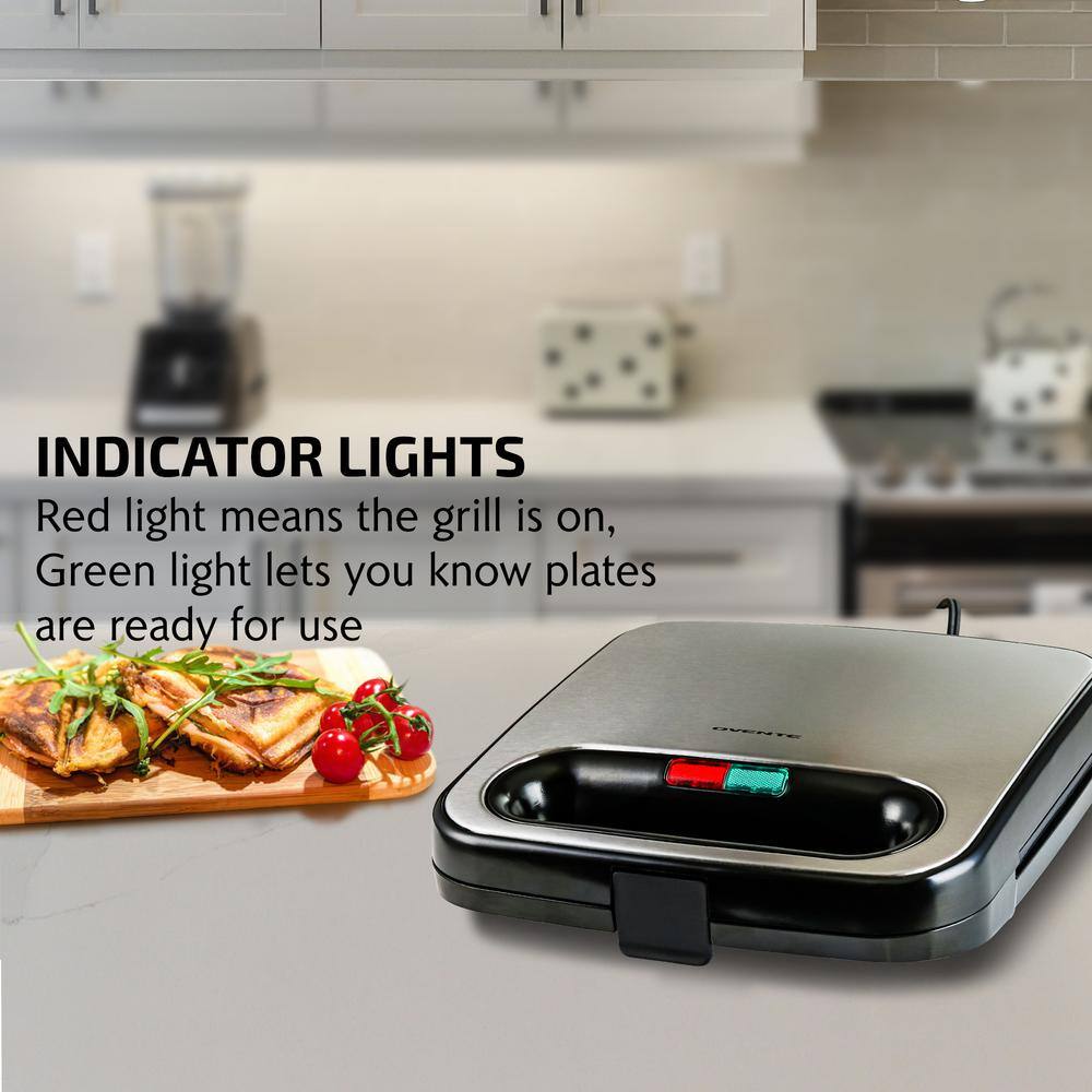 OVENTE 2-Slice Electric Sandwich Maker Non Stick Grill Black (GPS401B) GPS401B