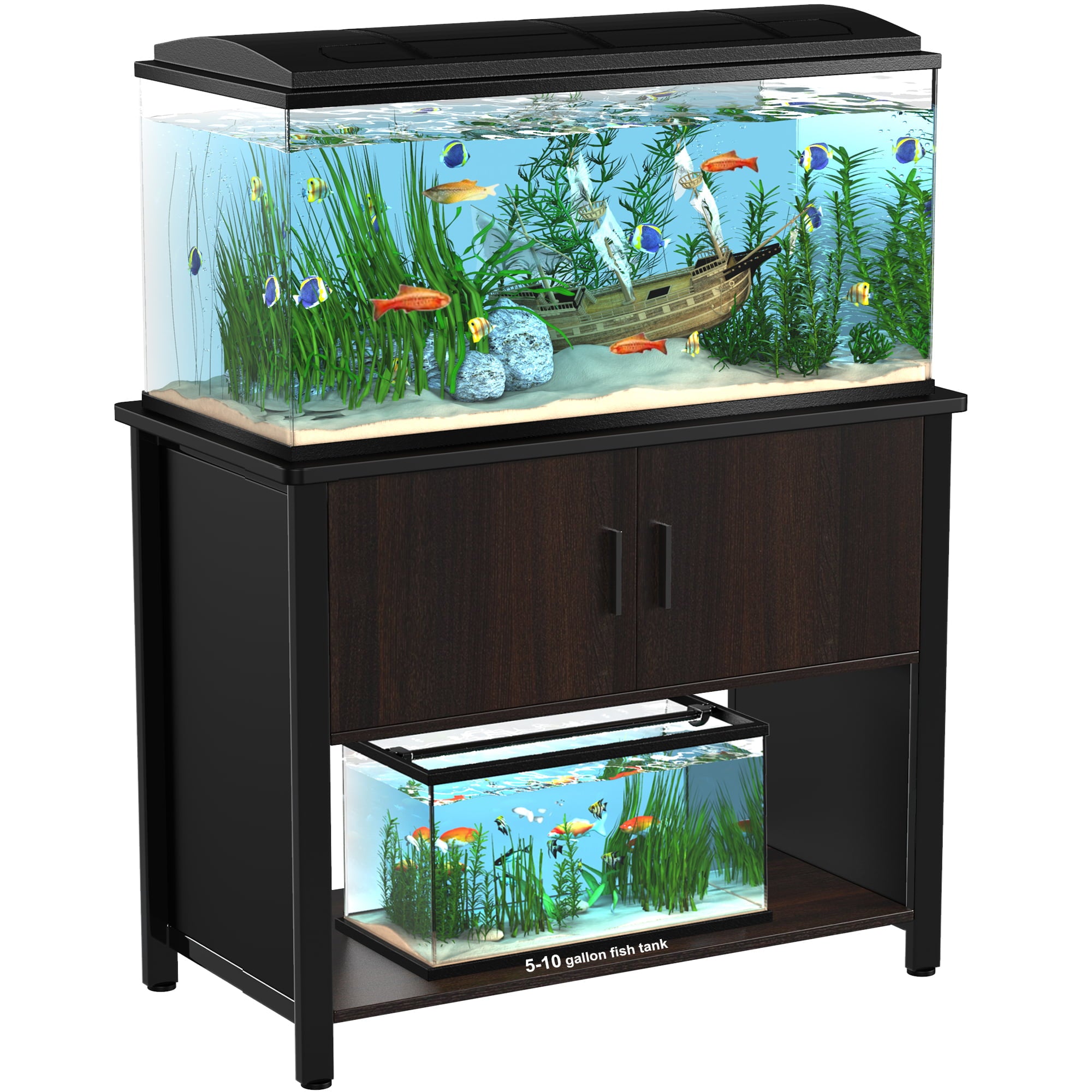 Fish Tank Stand Metal Aquarium Stand with Cabinet， for 40 Gallon Aquarium