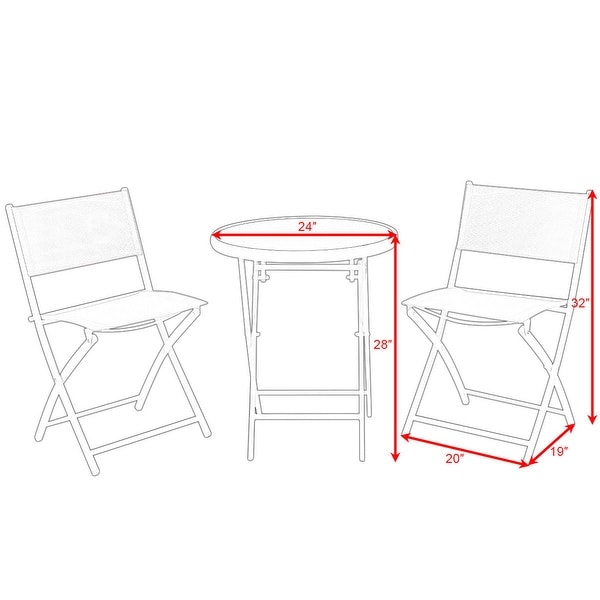 Costway 3 PCS Folding Bistro Table Chairs Set Garden Backyard Patio