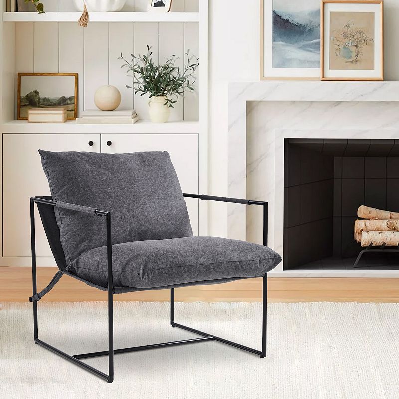 Unikome Modern Style Upholstered Sling Accent Chair with Metal Frame