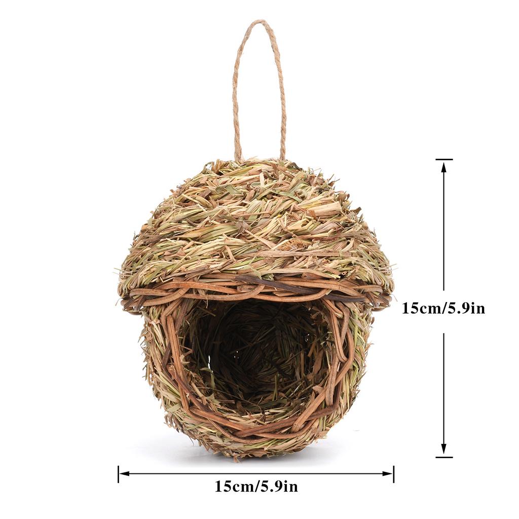 Hummingbird Bird House for Outside Hanging， Grass Hand Woven Birdhouses Natural